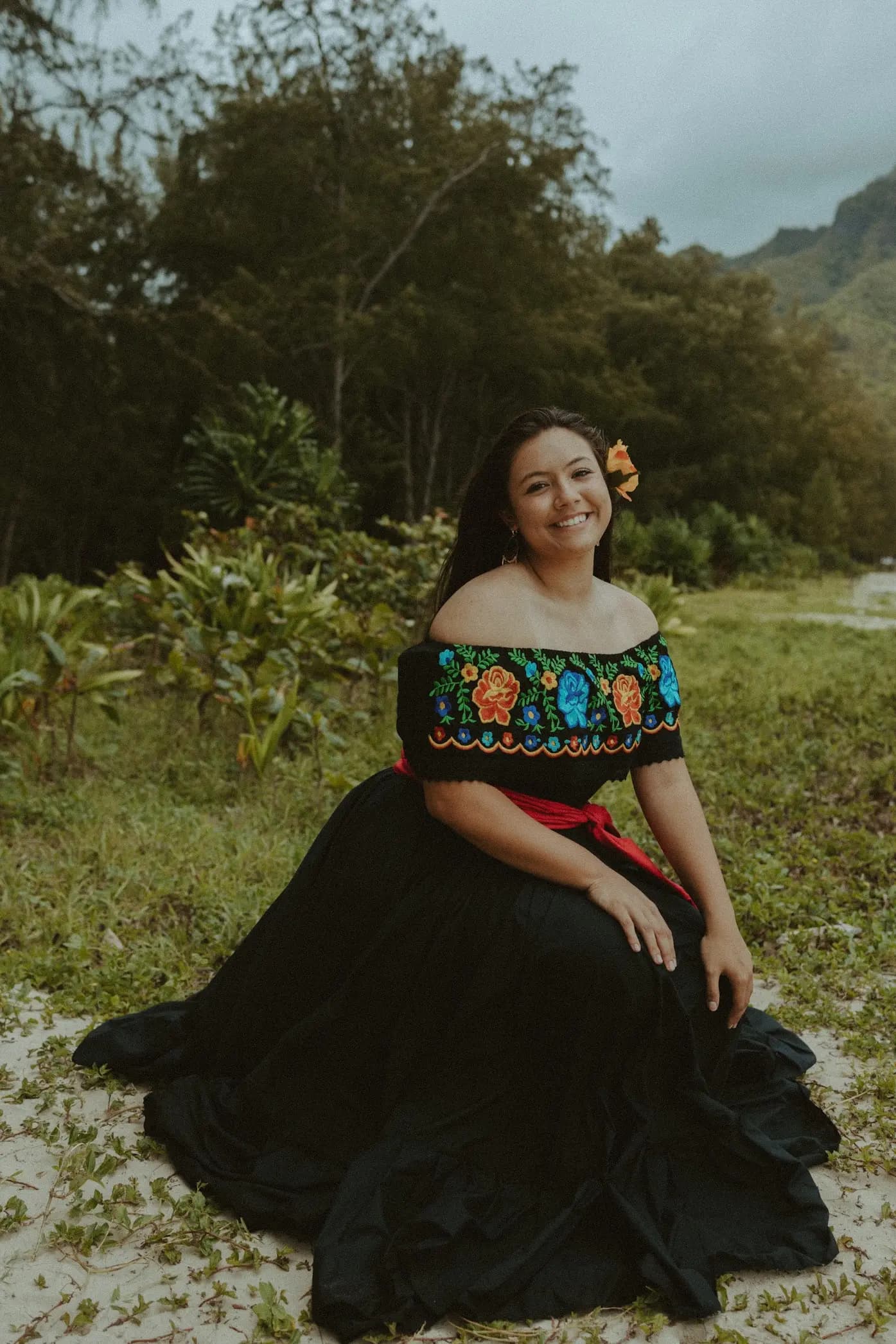 Mele proudly wearing traditional Mexican attire showcasing her love and pride in her heritage